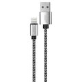 Powerzone Lightning Charging Cable, Braided Cable  Aluminum, Black  White Braided Cable, 6 ft L KL-029X-2M-LIGHT